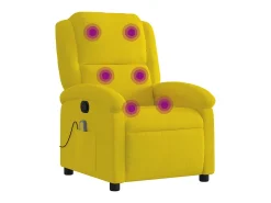 Poltrona de massagens reclinável veludo amarelo