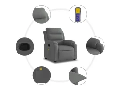 Poltrona de massagens reclinável tecido cinzento-escuro SHL446734