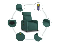 Poltrona de massagens reclinável tecido verde-escuro SHL711002