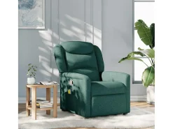 Poltrona de massagens reclinável tecido verde-escuro SHL600660