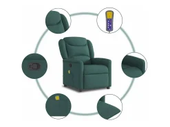 Poltrona de massagens reclinável tecido verde-escuro SHL600660