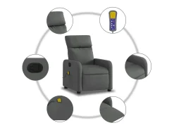 Poltrona de massagens reclinável tecido cinzento-escuro SHL334723
