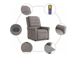 Poltrona de massagens reclinável tecido cinzento-acastanhado SHL202385