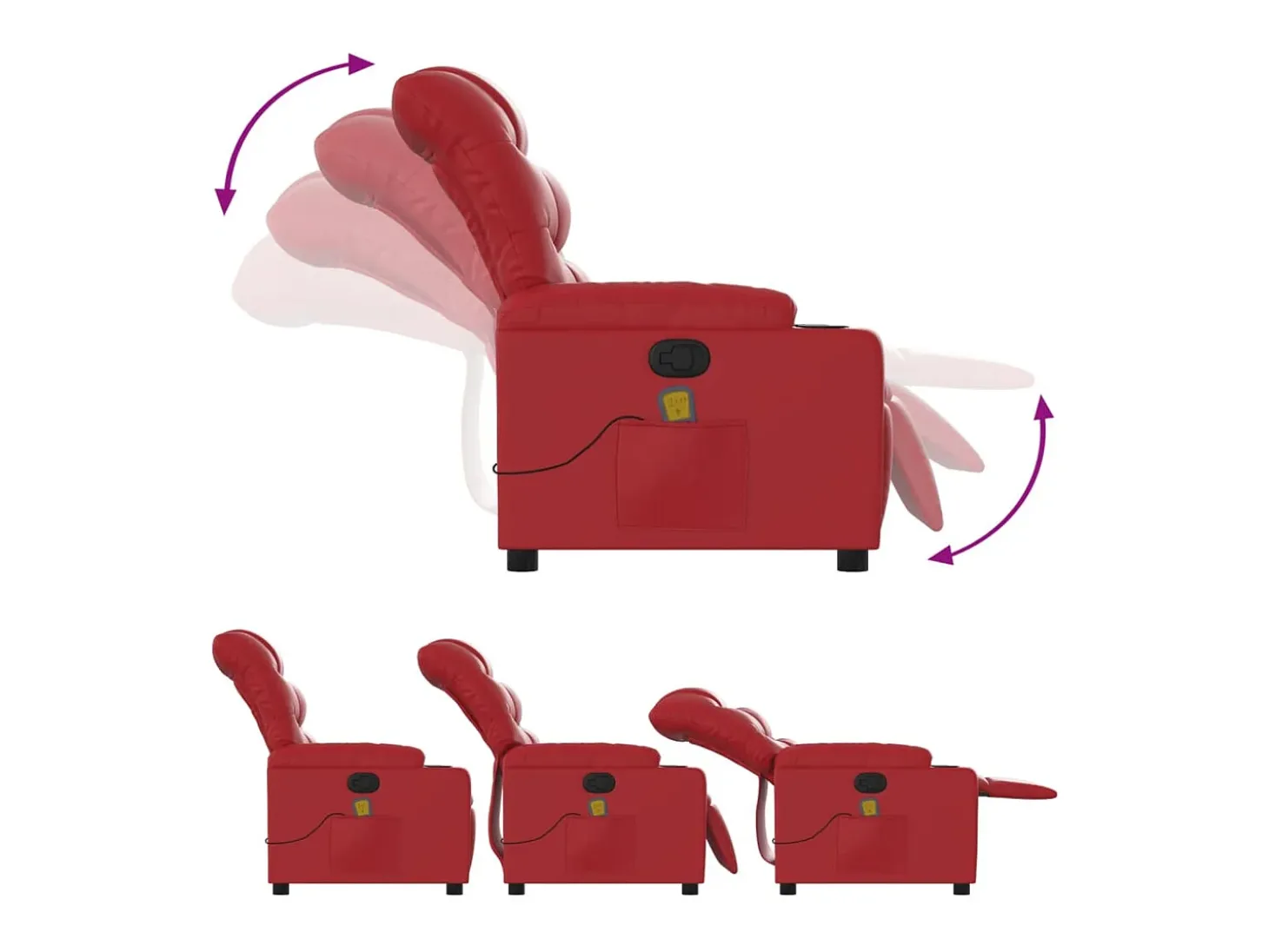 Poltrona de massagens reclinável couro artificial vermelho SHL808707