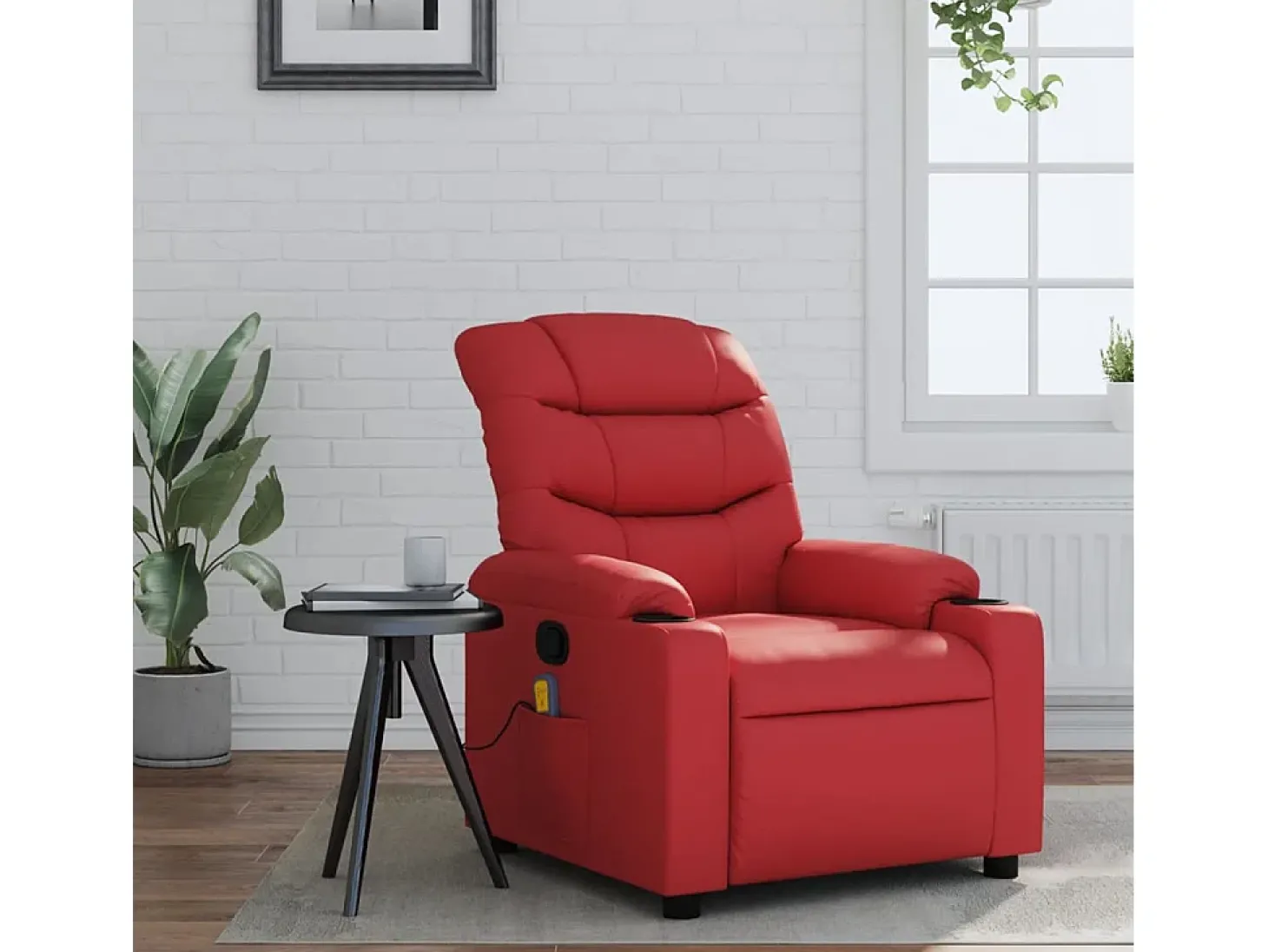 Poltrona de massagens reclinável couro artificial vermelho SHL808707