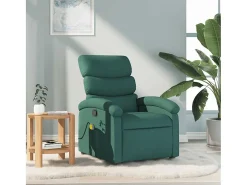 Poltrona de massagens reclinável tecido verde-escuro SHL233845