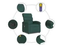 Poltrona de massagens reclinável tecido verde-escuro SHL233845