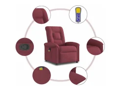 Poltrona de massagens reclinável tecido vermelho tinto SHL948130