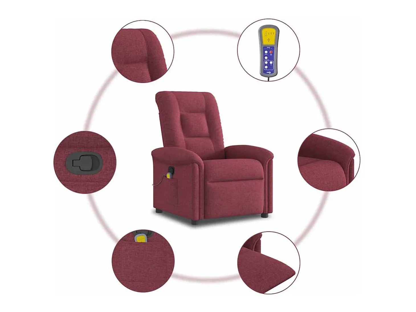Poltrona de massagens reclinável tecido vermelho tinto SHL948130