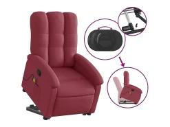 Poltrona de massagens reclin. elevatória tecido vermelho tinto SHL992427