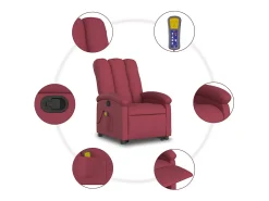 Poltrona de massagens reclin. elevatória tecido vermelho tinto SHL992427