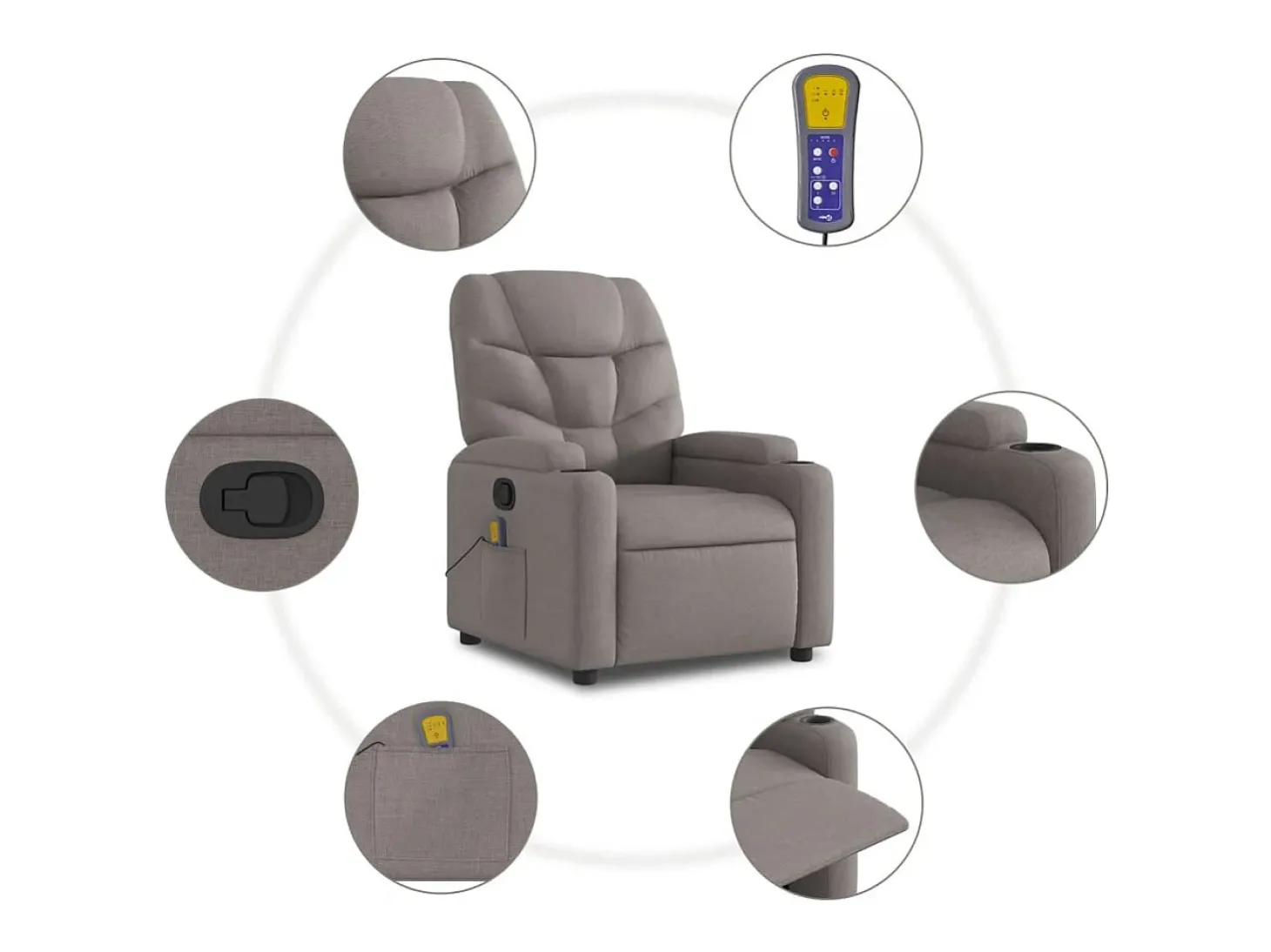 Poltrona de massagens reclinável tecido cinzento-acastanhado SHL514697