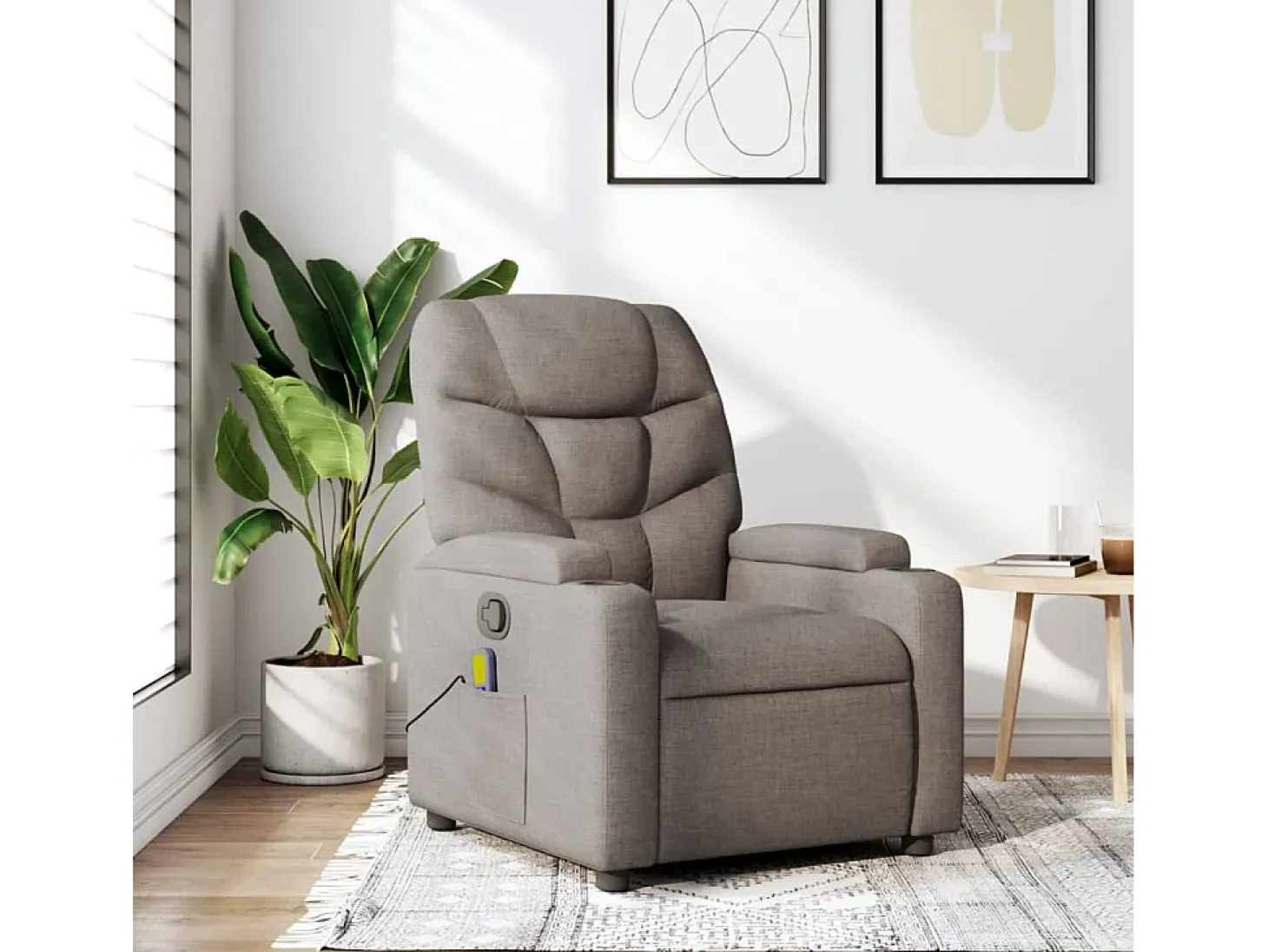 Poltrona de massagens reclinável tecido cinzento-acastanhado SHL514697