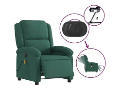 Poltrona de massagens reclinável elétrica veludo verde-escuro SHL994427