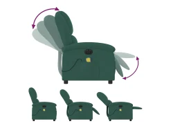 Poltrona de massagens reclinável elétrica veludo verde-escuro SHL994427