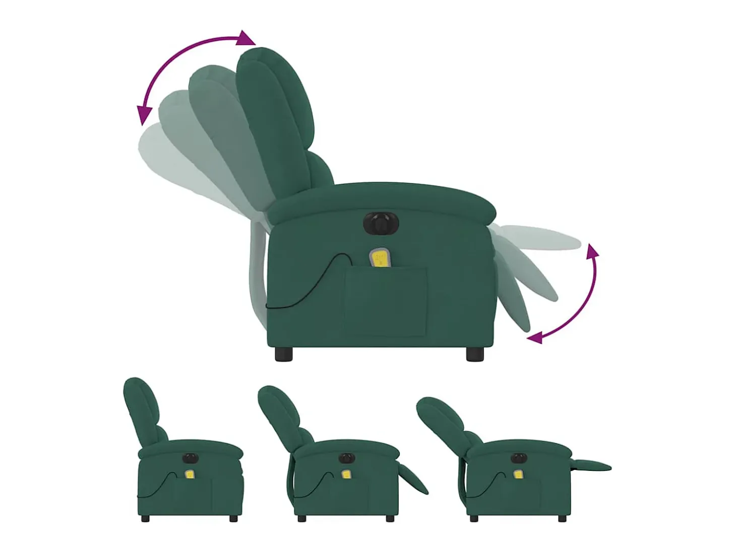 Poltrona de massagens reclinável elétrica veludo verde-escuro SHL994427