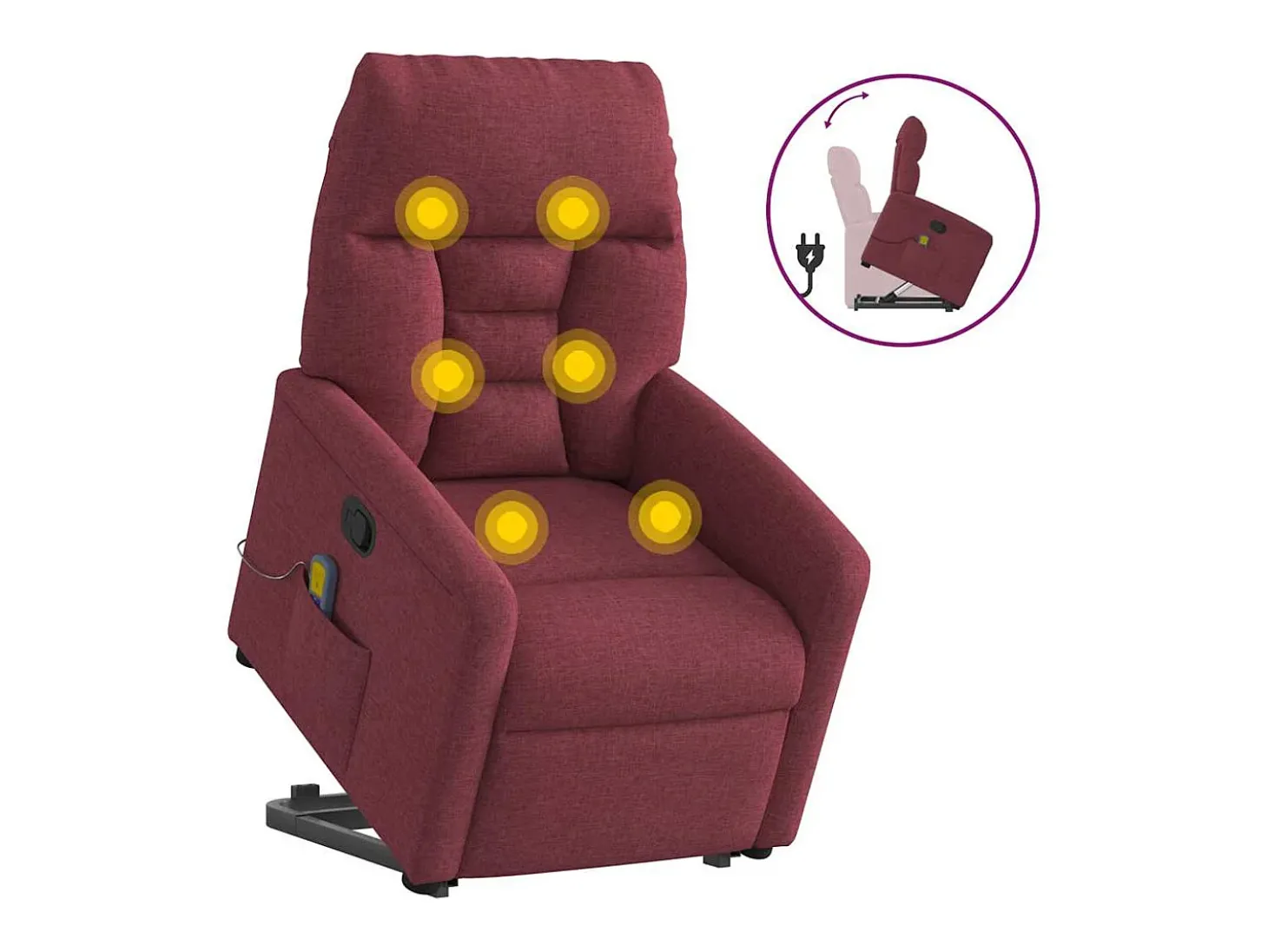 Poltrona de massagens reclin. elevatória tecido vermelho tinto SHL219765