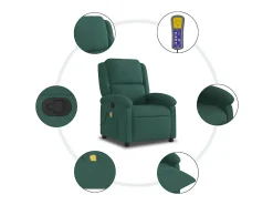 Poltrona de massagens reclinável veludo verde-escuro SHL800825