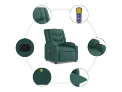 Poltrona de massagens reclinável tecido verde-escuro SHL33480