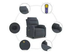 Poltrona de massagens reclinável elétrica veludo cinza-escuro SHL531325