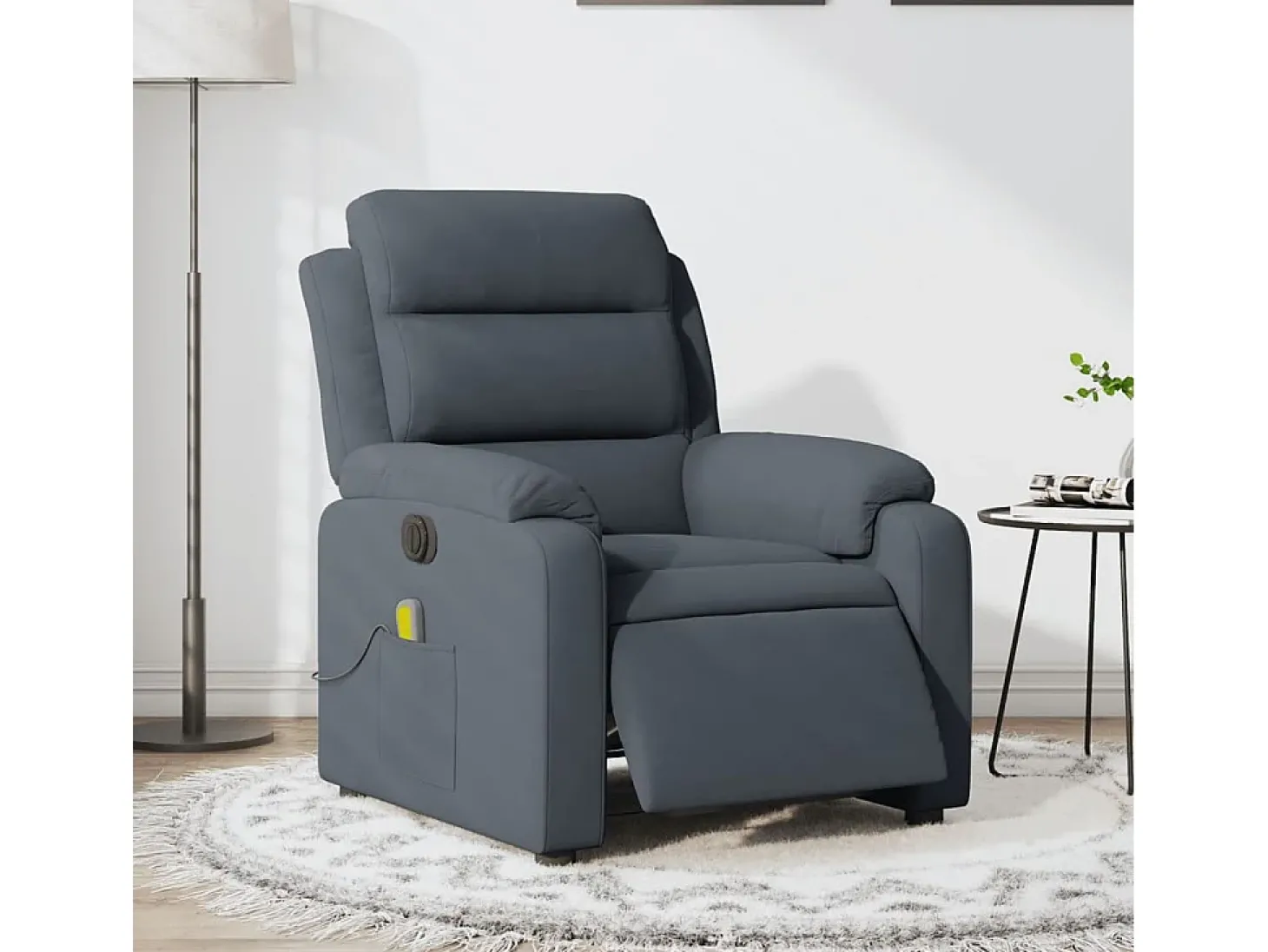 Poltrona de massagens reclinável elétrica veludo cinza-escuro SHL531325