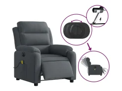 Poltrona de massagens reclinável elétrica veludo cinza-escuro SHL531325