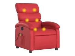 Poltrona de massagens reclinável couro artificial vermelho