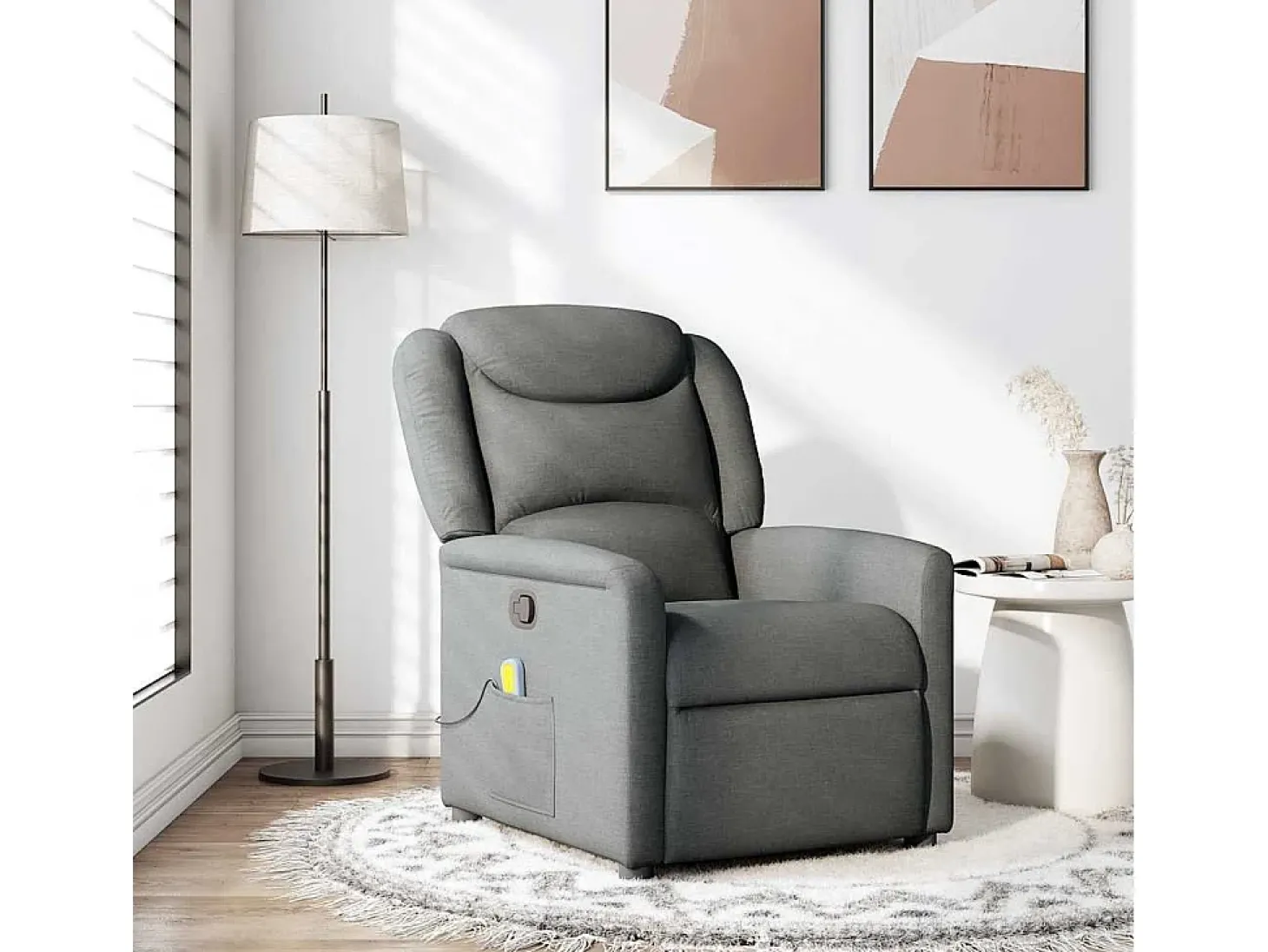 Poltrona de massagens reclinável tecido cinzento-escuro SHL948005