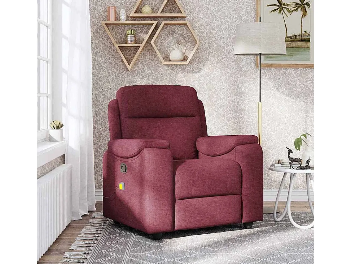 Poltrona de massagens reclinável tecido vermelho tinto SHL100143