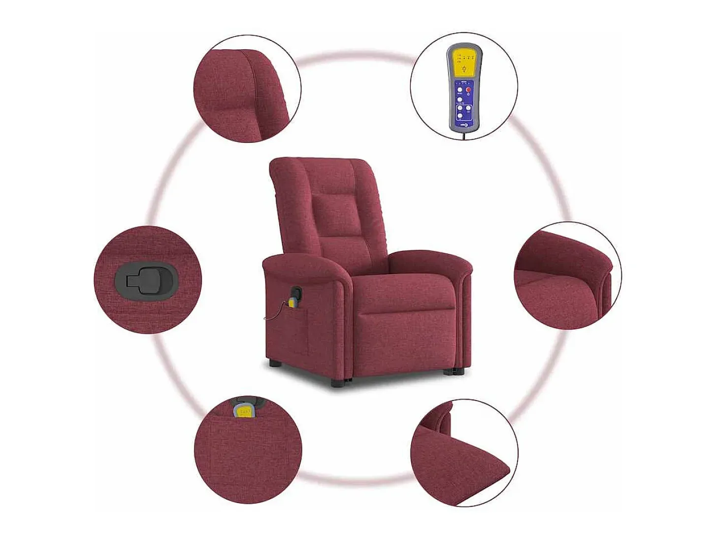 Poltrona de massagens reclin. elevatória tecido vermelho tinto SHL437090