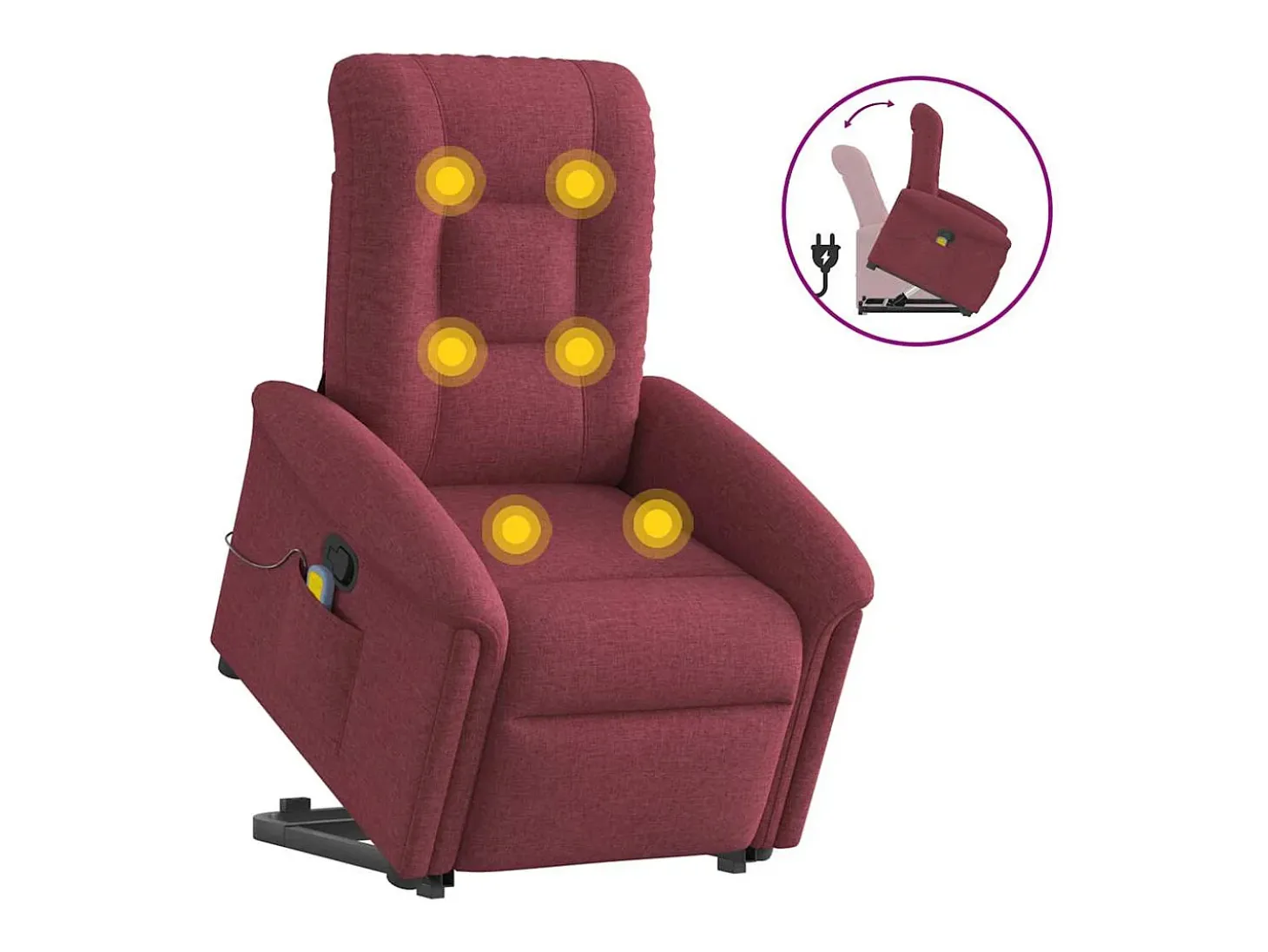 Poltrona de massagens reclin. elevatória tecido vermelho tinto SHL437090