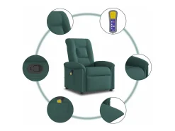 Poltrona de massagens reclinável tecido verde-escuro SHL389662