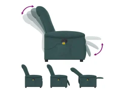 Poltrona de massagens reclinável tecido verde-escuro SHL389662