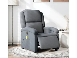 Poltrona de massagens reclinável elétrica veludo cinza-escuro SHL824227