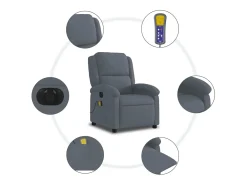 Poltrona de massagens reclinável elétrica veludo cinza-escuro SHL824227