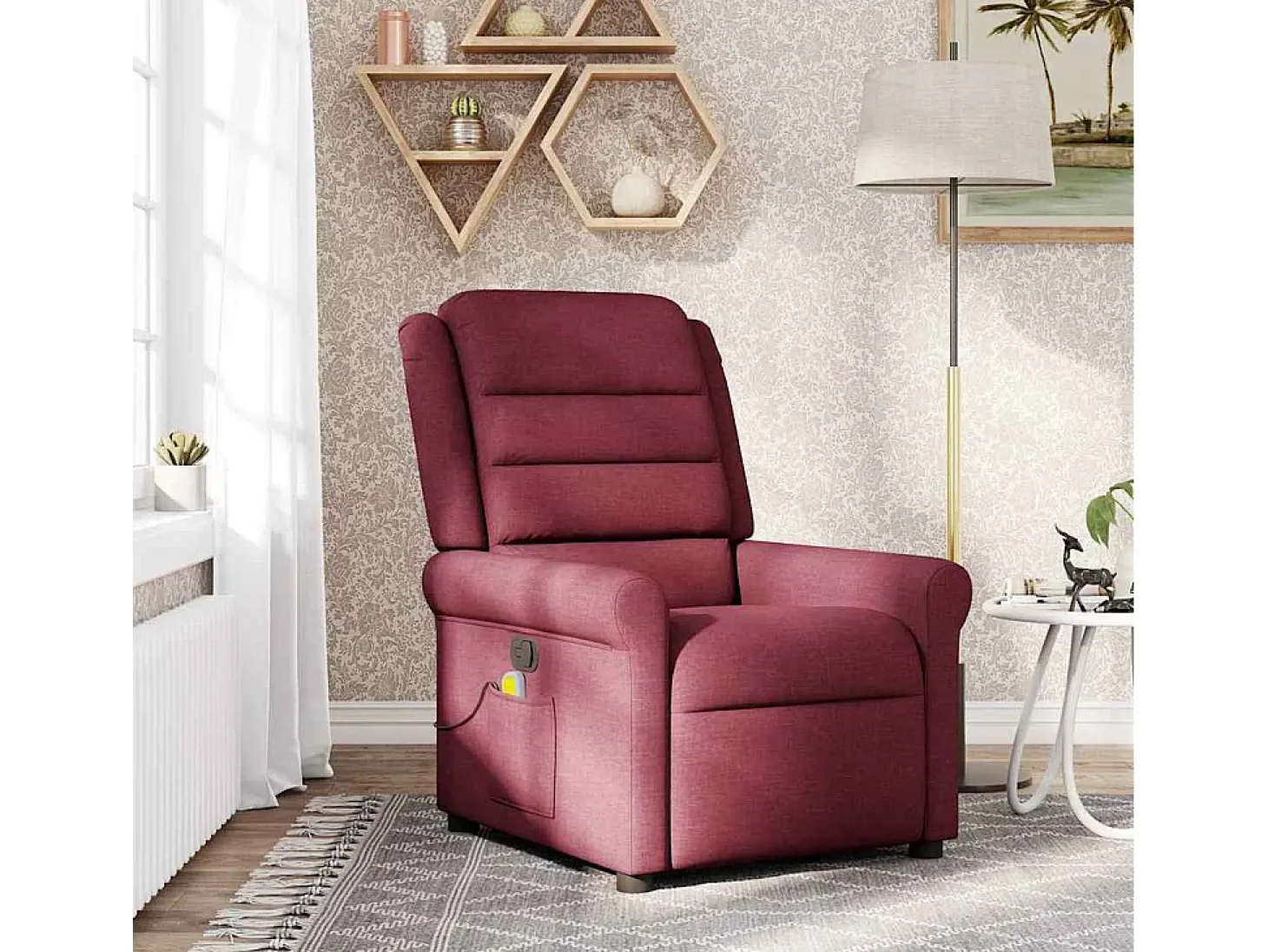 Poltrona de massagens reclinável tecido vermelho tinto SHL116899