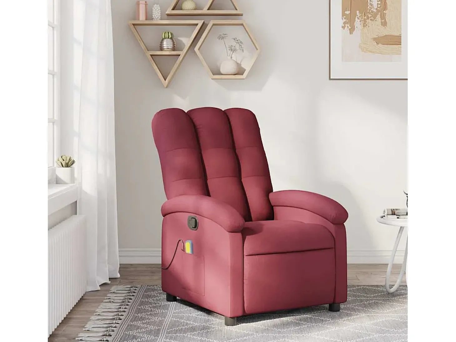 Poltrona de massagens reclinável tecido vermelho tinto SHL963450