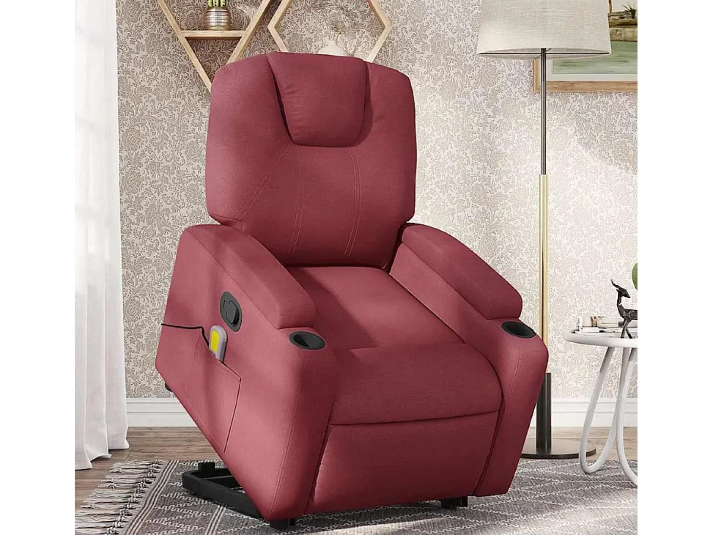 Poltrona de massagens reclin. elevatória tecido vermelho tinto SHL54335