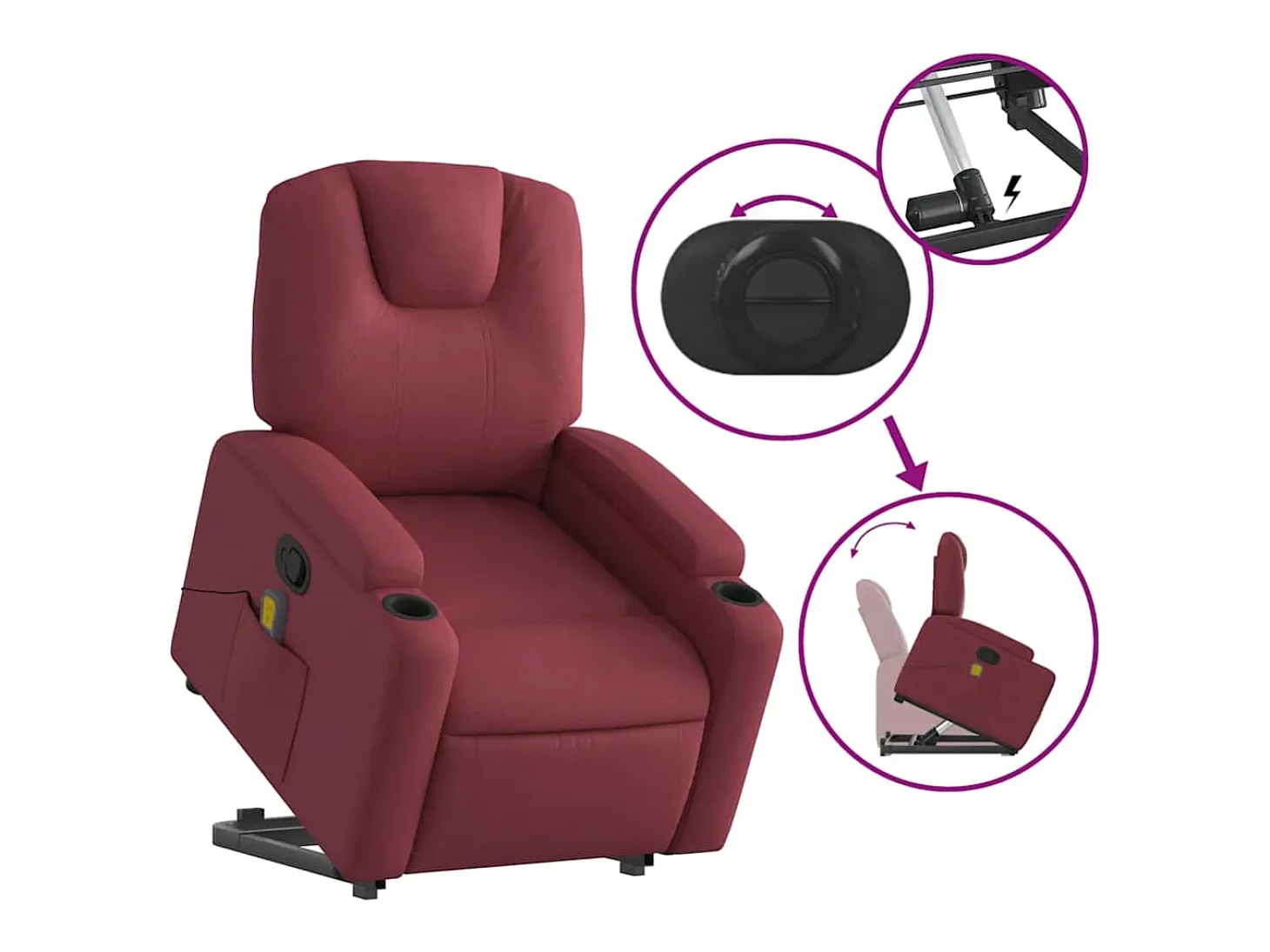 Poltrona de massagens reclin. elevatória tecido vermelho tinto SHL54335