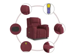 Poltrona de massagens reclinável tecido vermelho tinto