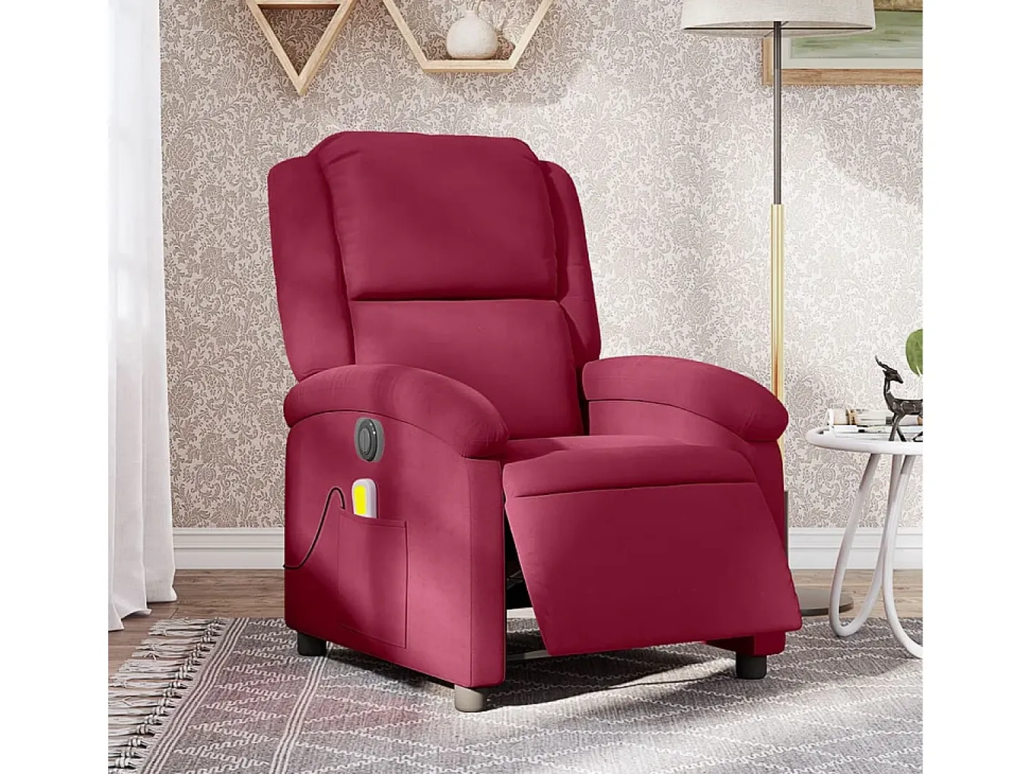 Poltrona de massagens reclinável elétrica veludo vermelho tinto SHL382984