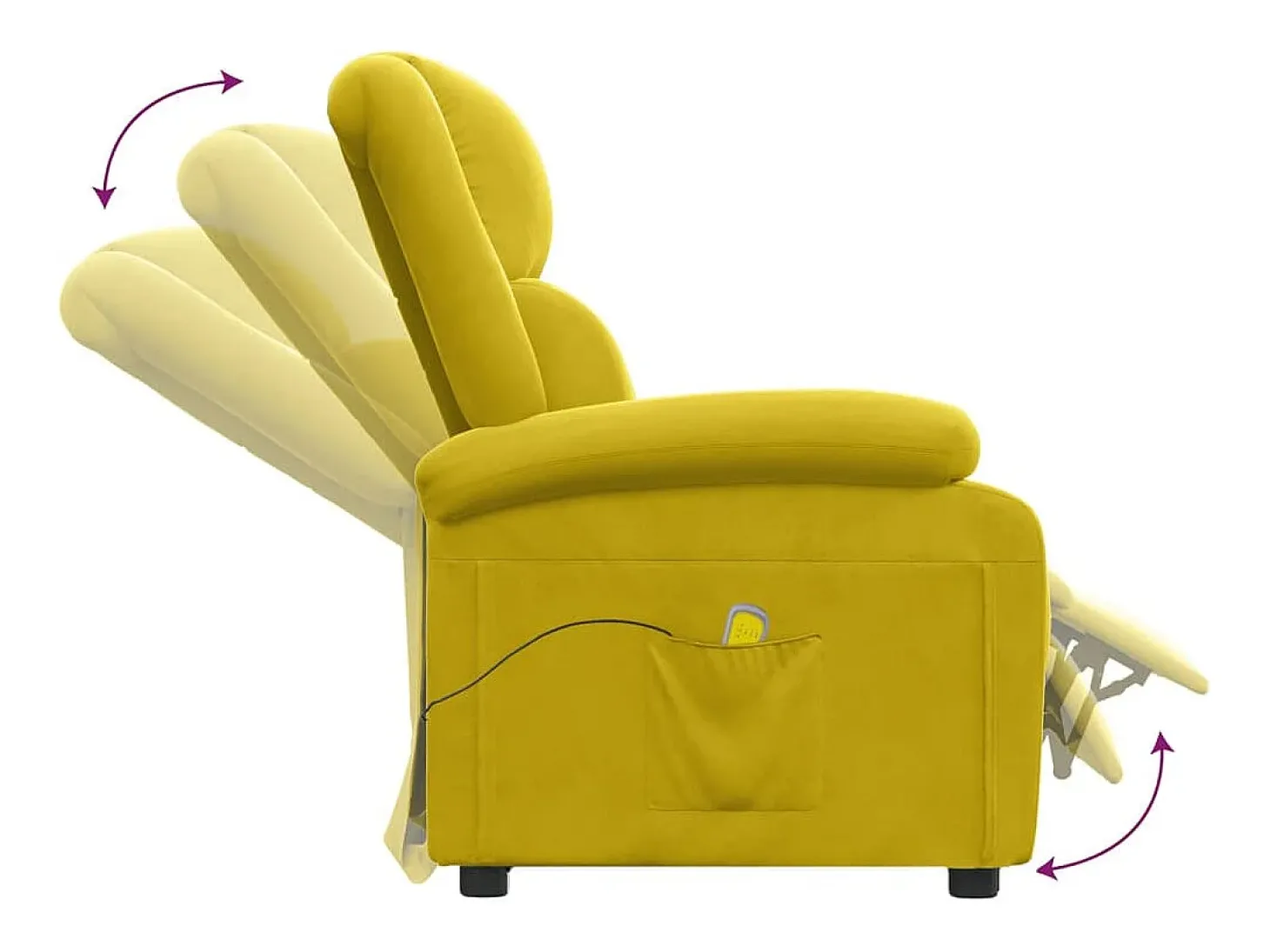 Poltrona de massagens veludo amarelo