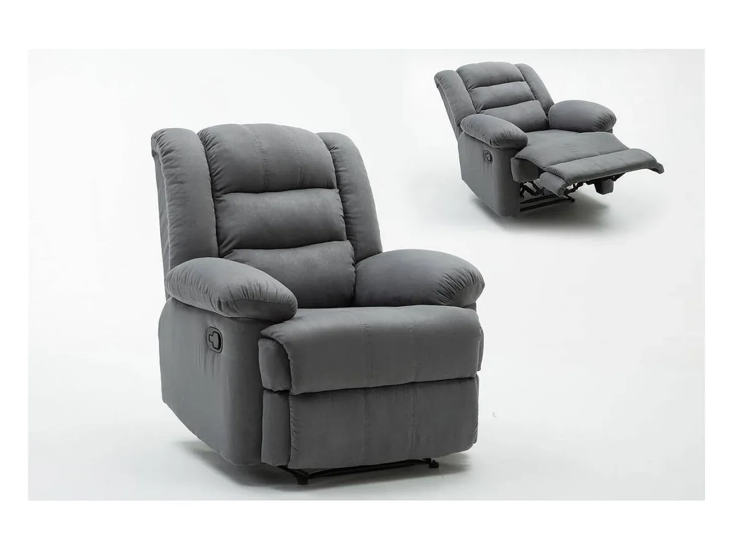 Poltrona de relaxamento "Buckingham" - 85 x 93 x 100 cm - Cinza claro