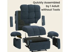 Poltrona de relaxamento elétrico com apoio de pé e USB, veludo de pelúcia, cadeira de lazer ajustável, anti-estática, 96x97x104cm, Azul