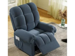 Poltrona de relaxamento elétrico com apoio de pé e USB, veludo de pelúcia, cadeira de lazer ajustável, anti-estática, 96x97x104cm, Azul