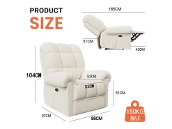Poltrona de relaxamento elétrico com apoio de pé e USB, veludo de pelúcia, cadeira de lazer ajustável, anti-estática, 96x97x104cm, Bege