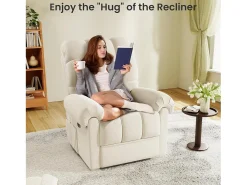 Poltrona de relaxamento elétrico com apoio de pé e USB, veludo de pelúcia, cadeira de lazer ajustável, anti-estática, 96x97x104cm, Bege