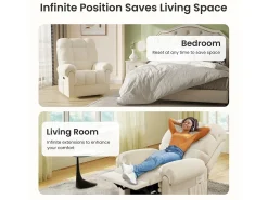 Poltrona de relaxamento elétrico com apoio de pé e USB, veludo de pelúcia, cadeira de lazer ajustável, anti-estática, 96x97x104cm, Bege