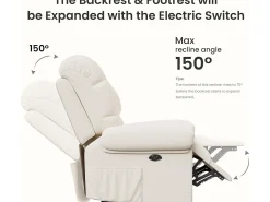 Poltrona de relaxamento elétrico com apoio de pé e USB, veludo de pelúcia, cadeira de lazer ajustável, anti-estática, 96x97x104cm, Bege
