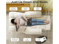 Poltrona de relaxamento elétrico com apoio de pé e USB, veludo de pelúcia, cadeira de lazer ajustável, anti-estática, 96x97x104cm, Bege